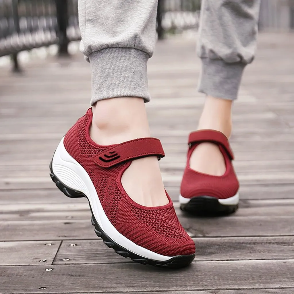 Womens Platform Sneakers Breathable Tennis Shoes Arch Support Fitness Shoes Ankle Paste Fashion Lightweight Running Shoes Hiking Footwear Casual Gym Sports Slip-Ons