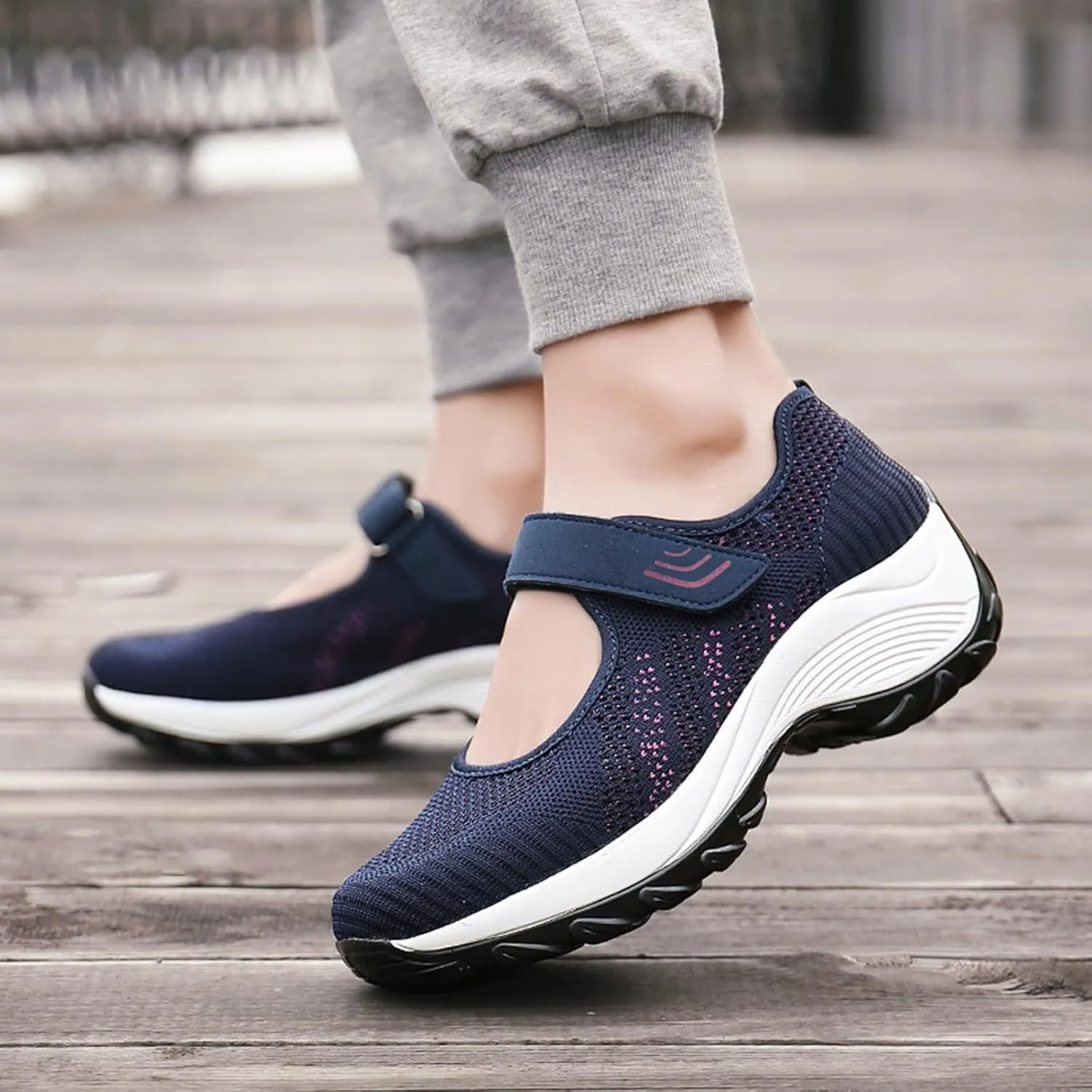 Womens Platform Sneakers Breathable Tennis Shoes Arch Support Fitness Shoes Ankle Paste Fashion Lightweight Running Shoes Hiking Footwear Casual Gym Sports Slip-Ons