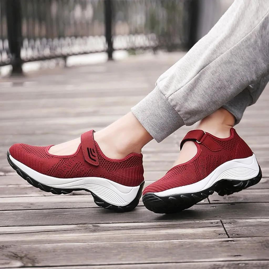 Womens Platform Sneakers Breathable Tennis Shoes Arch Support Fitness Shoes Ankle Paste Fashion Lightweight Running Shoes Hiking Footwear Casual Gym Sports Slip-Ons