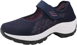 Womens Platform Sneakers Breathable Tennis Shoes Arch Support Fitness Shoes Ankle Paste Fashion Lightweight Running Shoes Hiking Footwear Casual Gym Sports Slip-Ons