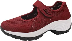Womens Platform Sneakers Breathable Tennis Shoes Arch Support Fitness Shoes Ankle Paste Fashion Lightweight Running Shoes Hiking Footwear Casual Gym Sports Slip-Ons