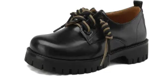 Women's Retro Platform Oxford Round Closed Toe Pump Loafers Vintage Lace Up Slip-On Chunky Mid Heel Office Work Casual Fashion Business Dress Shoes All Weather Daily Wear Flats