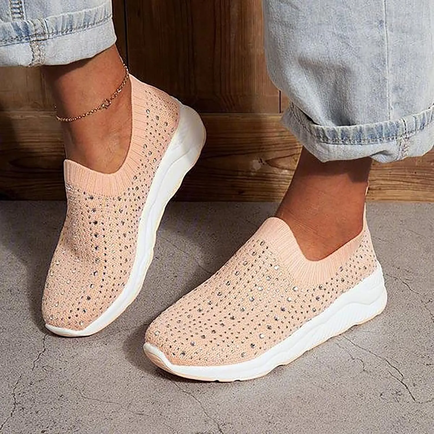 Women's Running Shoes All Black Slip On Walking Shoes for Women Wide Black and White Gym Shoes Women Womens High Top Sneakers Zapatos Antiderrapantes para Cocina De Mujer