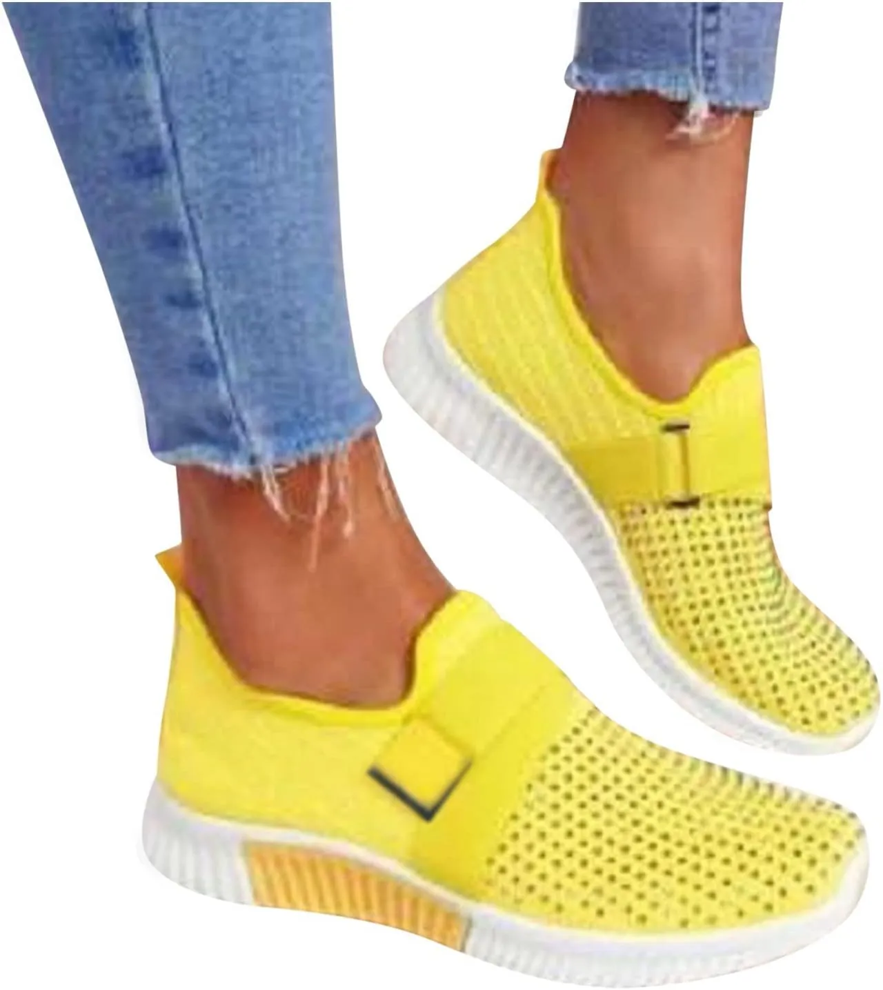 Womens Running Shoes Lightweight Tennis Shoes Non Slip Walking Shoes Women Lether Slip On Shoes Casual Wedge Sneakers Waterproof Tennis Shoe White Loafers