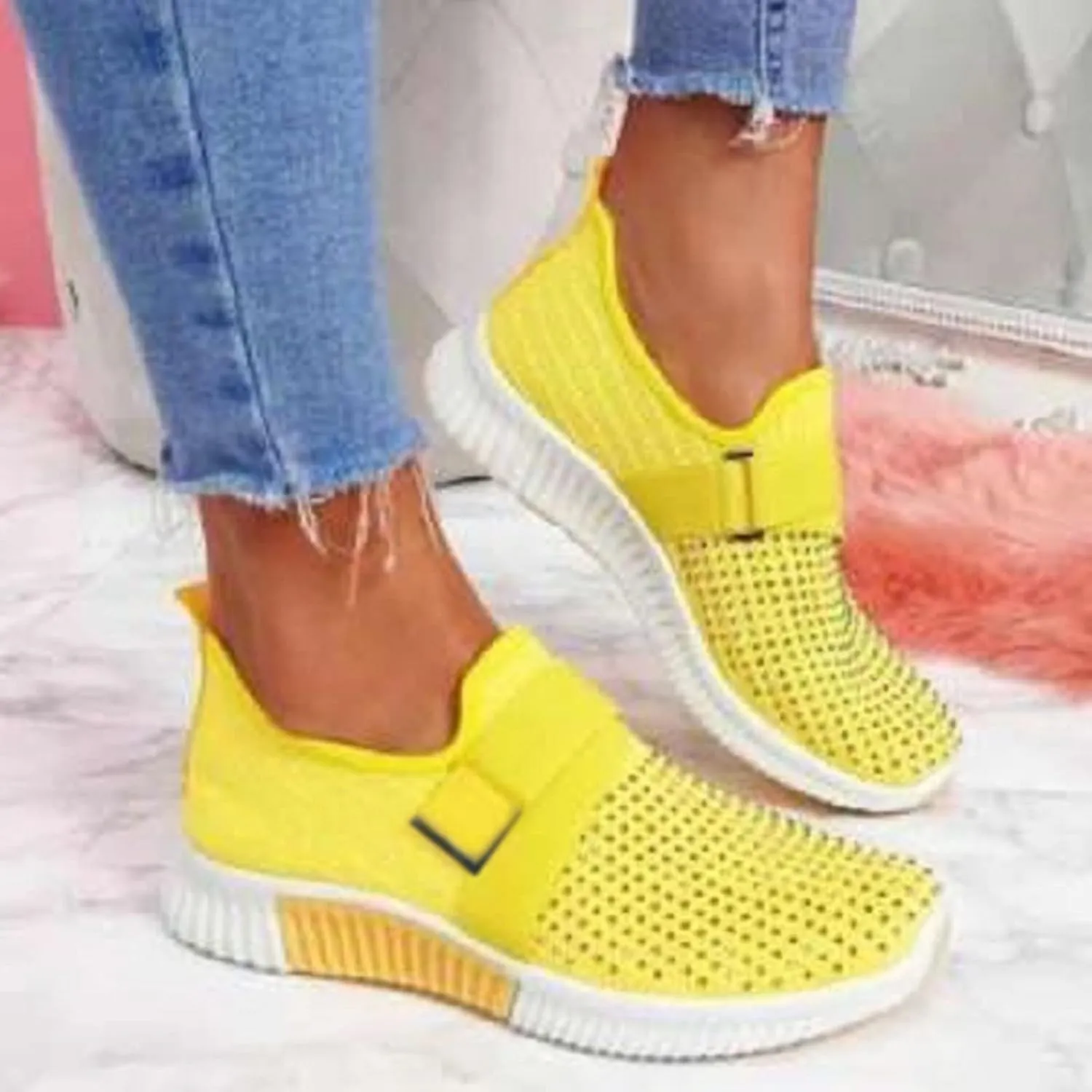 Womens Running Shoes Lightweight Tennis Shoes Non Slip Walking Shoes Women Lether Slip On Shoes Casual Wedge Sneakers Waterproof Tennis Shoe White Loafers