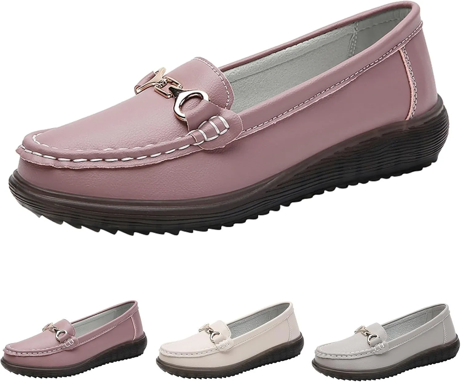Women's Slip On Loafer Shoes Fashion Leather Shoes Non Slip Versatile Dress Shoes Business Casual Shoes