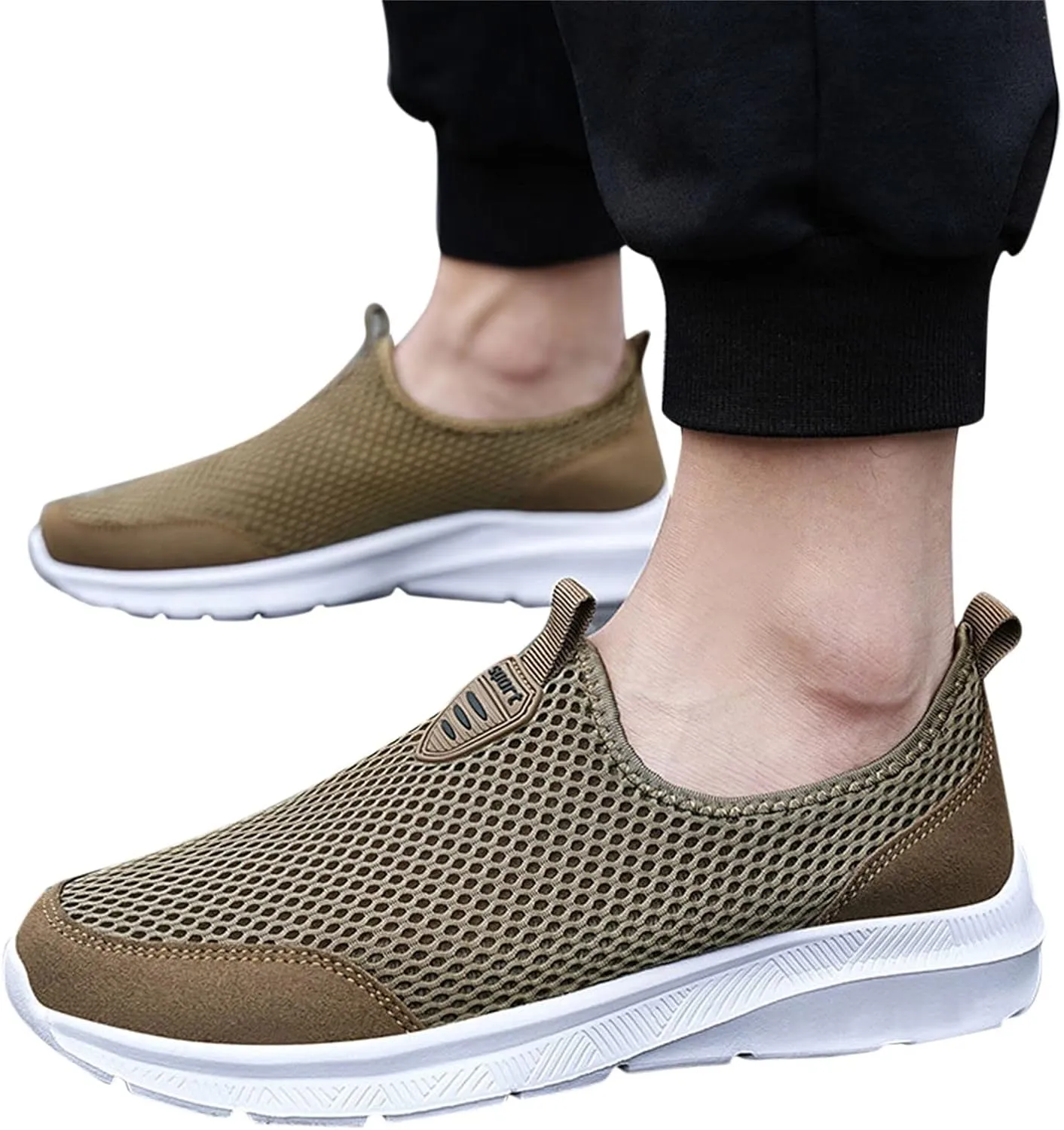 Women's Slip On Sneakers Lightweight Breathable Walking Shoes Women Flat Feet White Casual Shoes Walking Sneakers Brown Tennis Shoe White Loafers