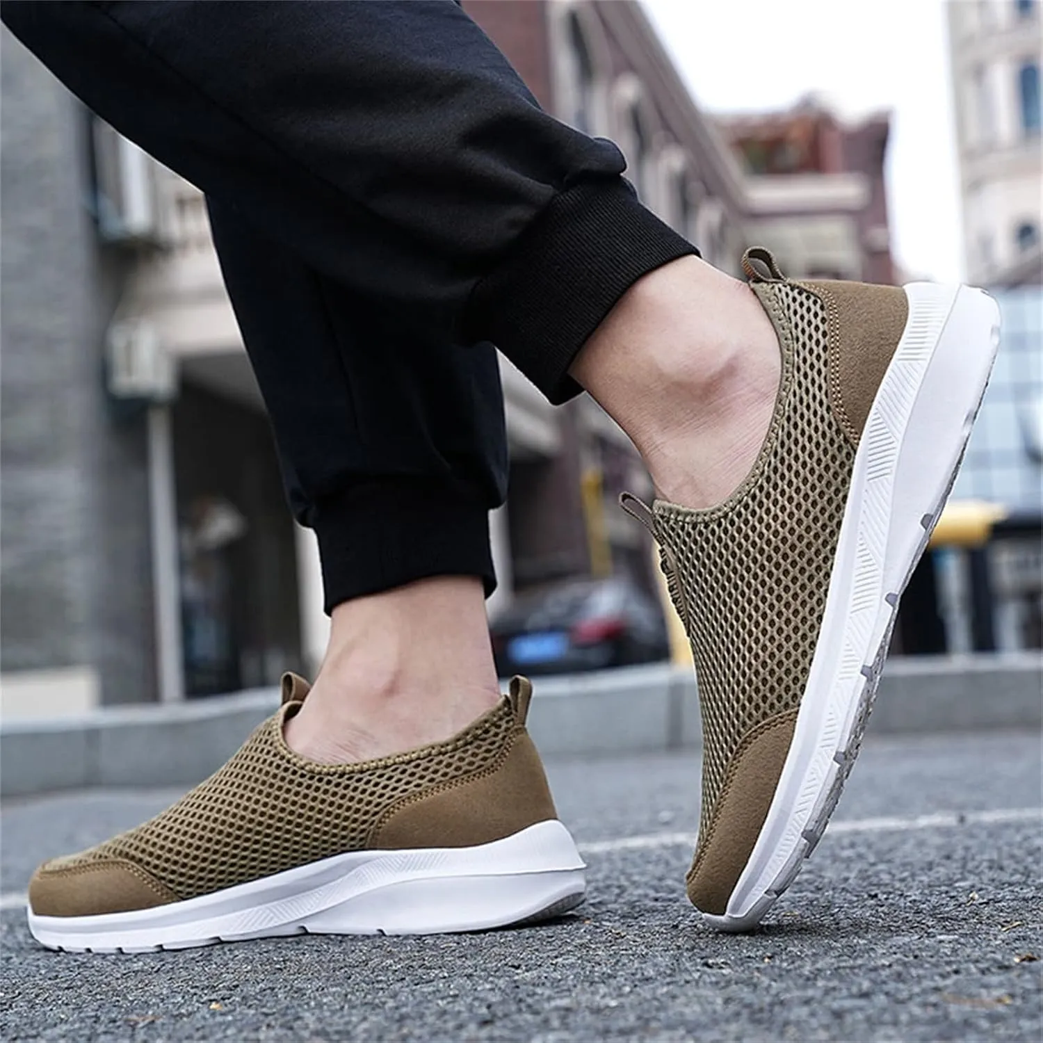 Women's Slip On Sneakers Lightweight Breathable Walking Shoes Women Flat Feet White Casual Shoes Walking Sneakers Brown Tennis Shoe White Loafers