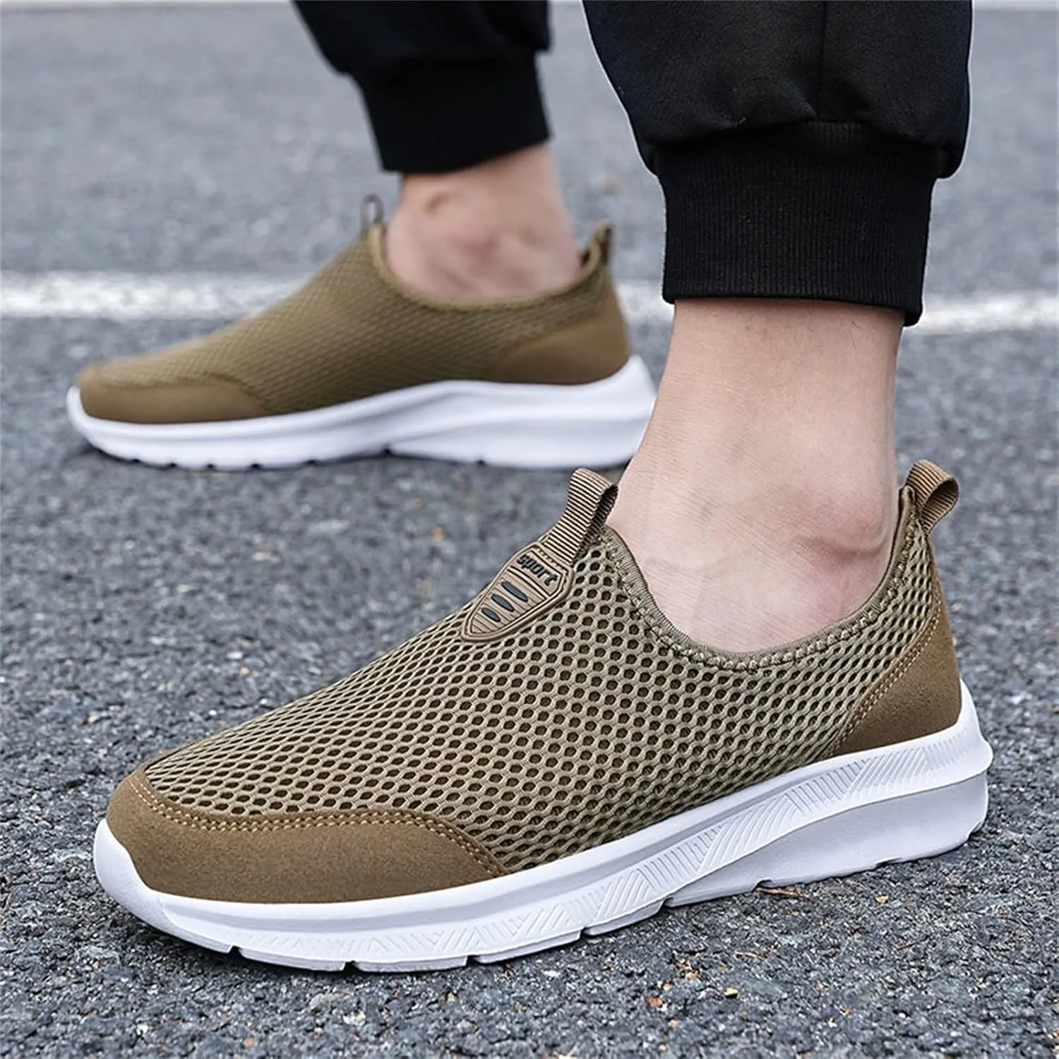 Women's Slip On Sneakers Lightweight Breathable Walking Shoes Women Flat Feet White Casual Shoes Walking Sneakers Brown Tennis Shoe White Loafers