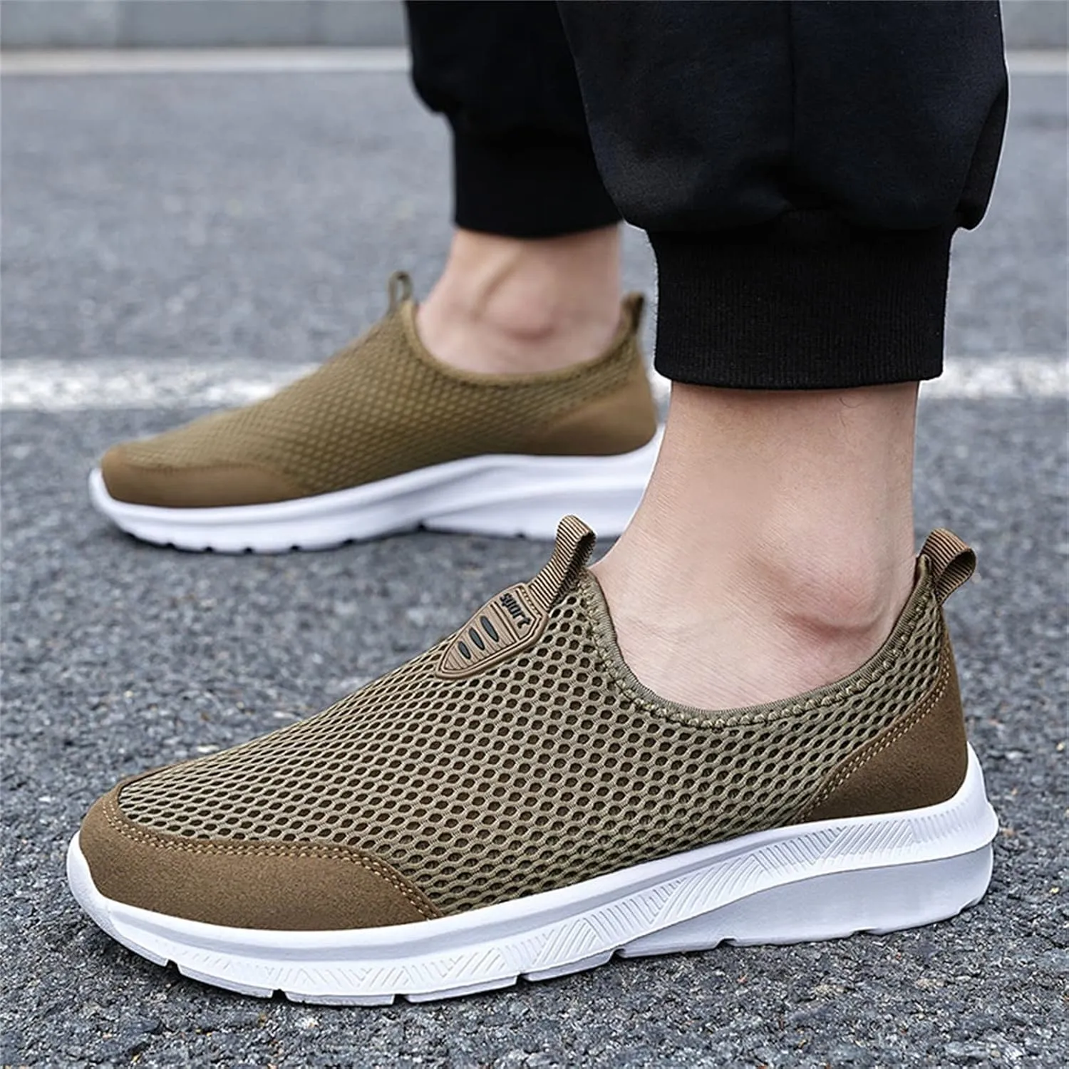 Women's Slip On Sneakers Lightweight Breathable Walking Shoes Women Flat Feet White Casual Shoes Walking Sneakers Brown Tennis Shoe White Loafers