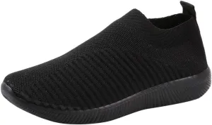 Womens Slip On Walking Shoes Lightweight Breathable Non Slip Mens Running Shoes Mesh Men Shoes Casual Wedge Sneakers Black Tennis Shoe Cross Trainer Shoe