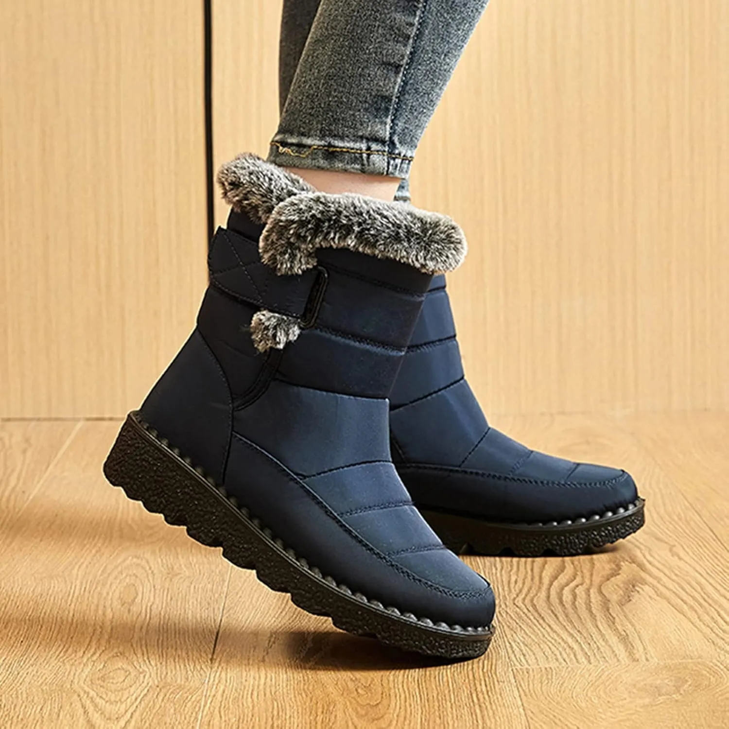 Womens Snow Boots Black Snow Boots for Ladies Indoor Outdoor Womens Winter Snow Boots Women Ankle Booties Womens Winter Boot Slip On Black Boots for Women Mens Snow Booties