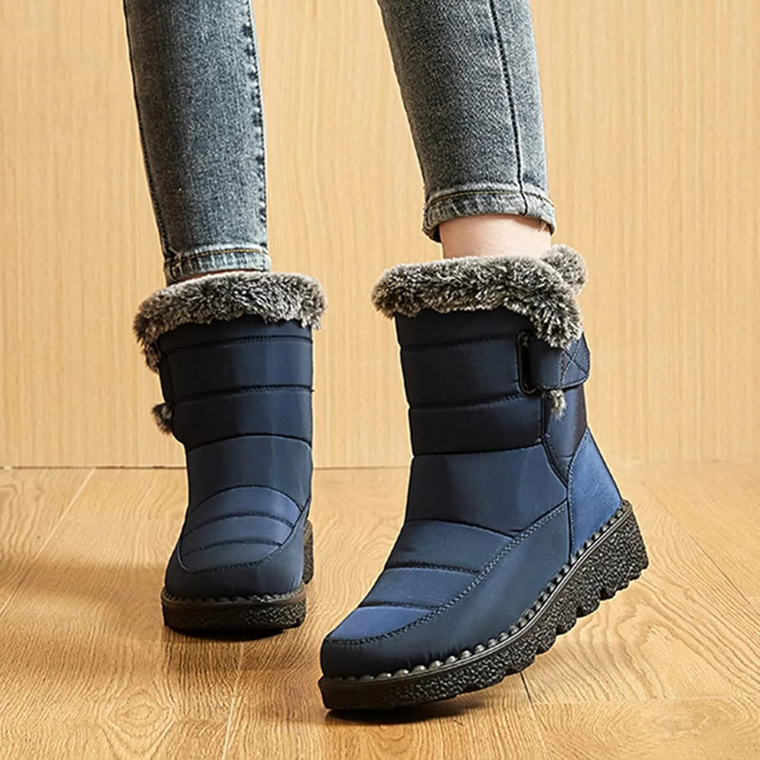 Womens Snow Boots Black Snow Boots for Ladies Indoor Outdoor Womens Winter Snow Boots Women Ankle Booties Womens Winter Boot Slip On Black Boots for Women Mens Snow Booties