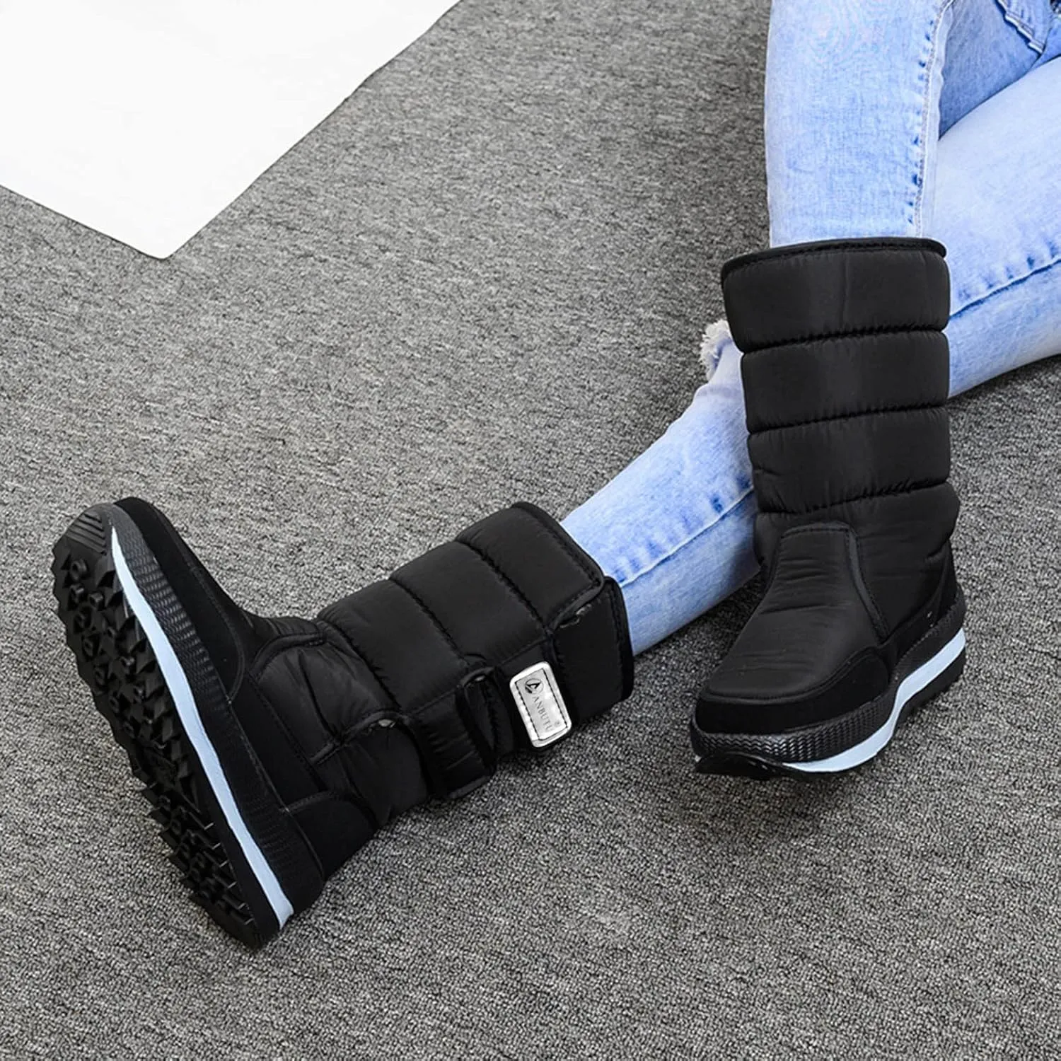 Womens Snow Boots Waterproof Adults Snow Boots Fall 2024 Women Winter Snow Boots Warm Fur Lined Short Slip On Boot Women Rain Boots Women Men Winter Booties