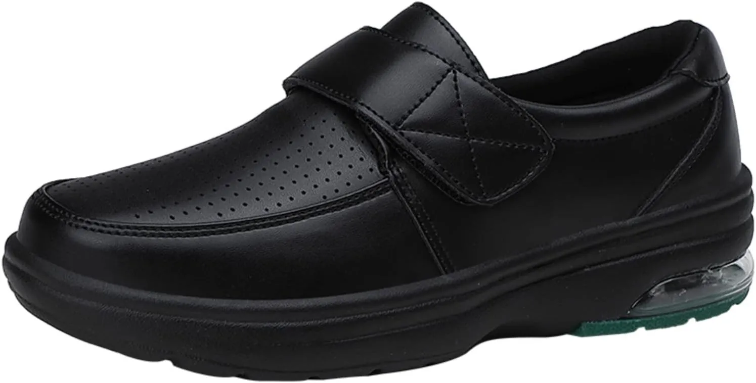 Womens Tennis Shoes Soft Bottom Leather Shoes Hook&Loop Cushion Shoes Arch Support Orthopedic Shoes for Women