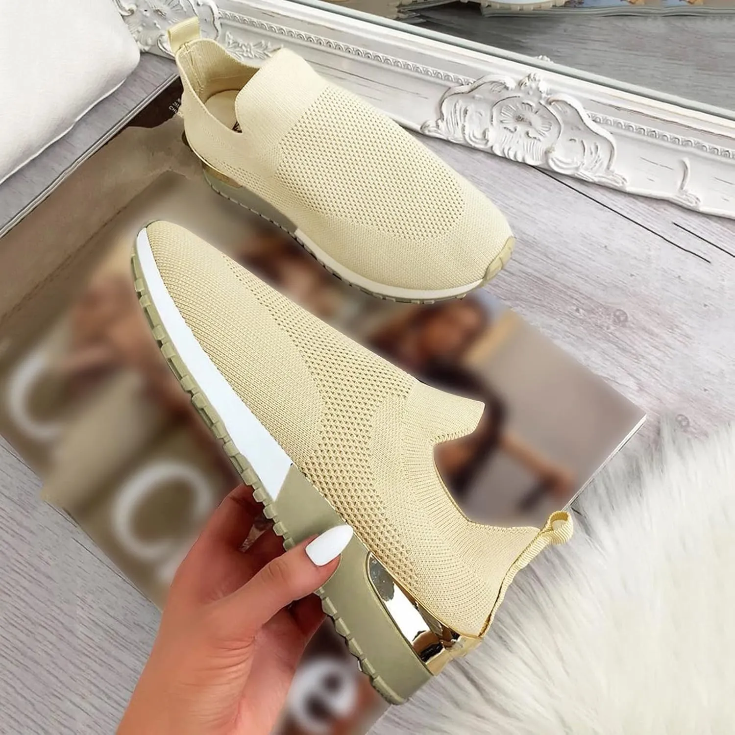 Women's Walking Shoes Cushion Comfortable Breeze Shoes Running Shoes for Men Flat Feet Casual Dress Shoes White Sneakers Waterproof Tennis Shoe Trainers Shoe