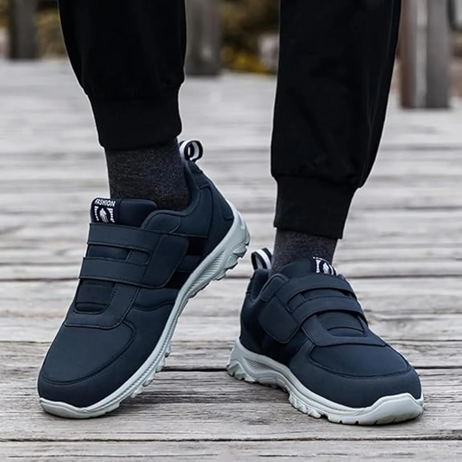 Womens Walking Shoes Men Hook and Loop Walking Shoes Wide Width Shoes Non-Slip Breathable Lightweight Pain Relief