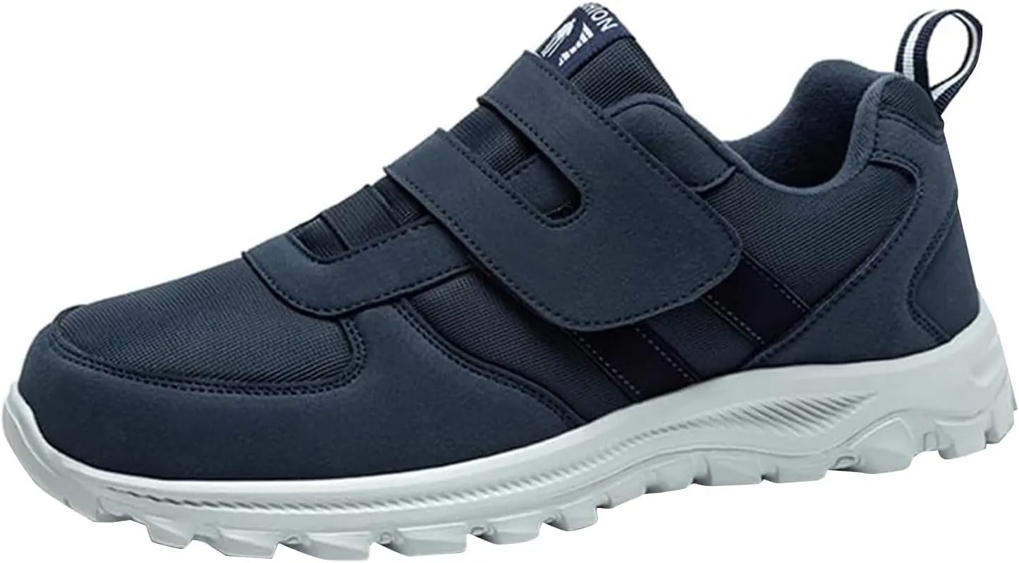 Womens Walking Shoes Men Hook and Loop Walking Shoes Wide Width Shoes Non-Slip Breathable Lightweight Pain Relief