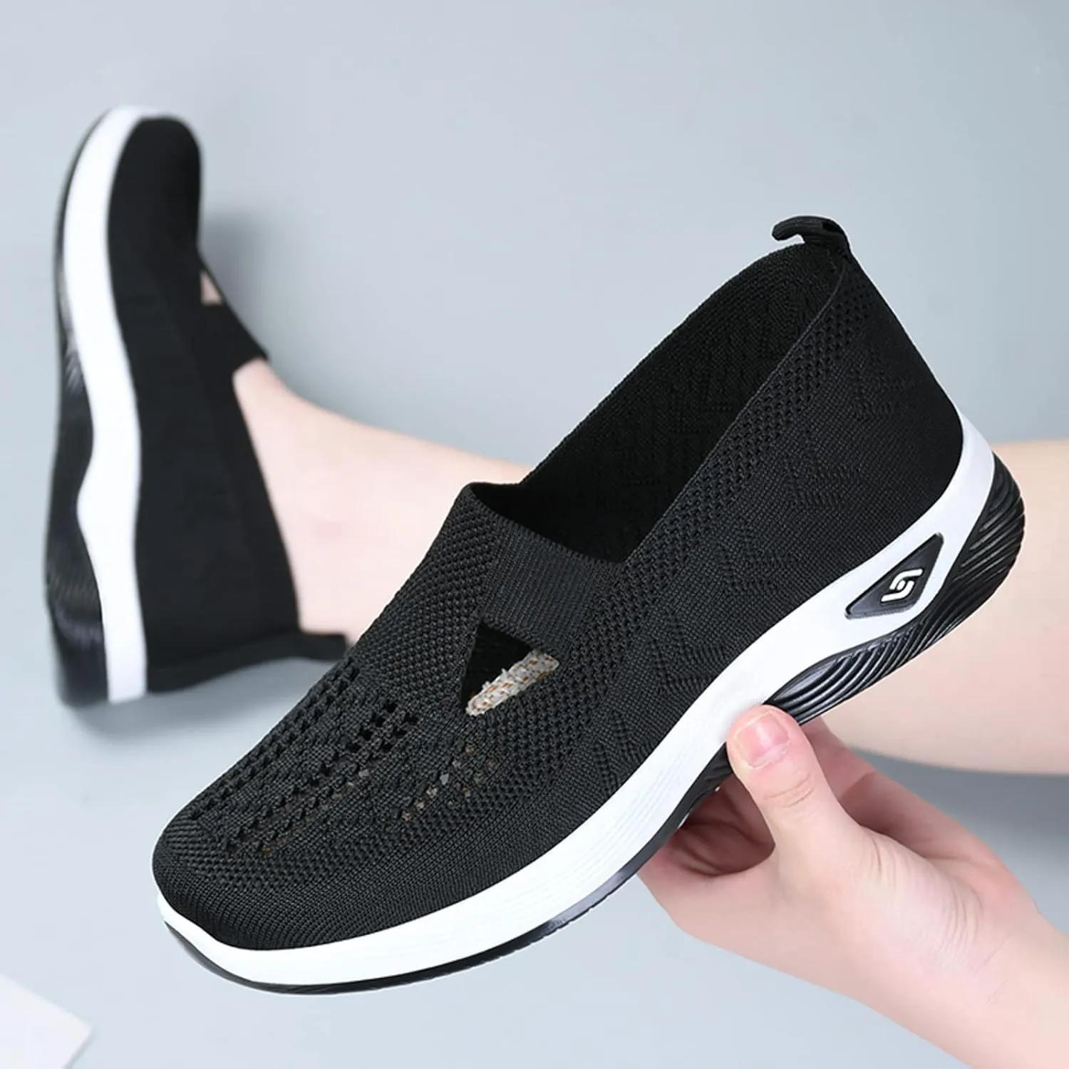 Womens Walking Shoes Sock Sneakers Knit Upper Non Slip Shoes Breathable Lightweight Mesh Platform Athletic Shoes