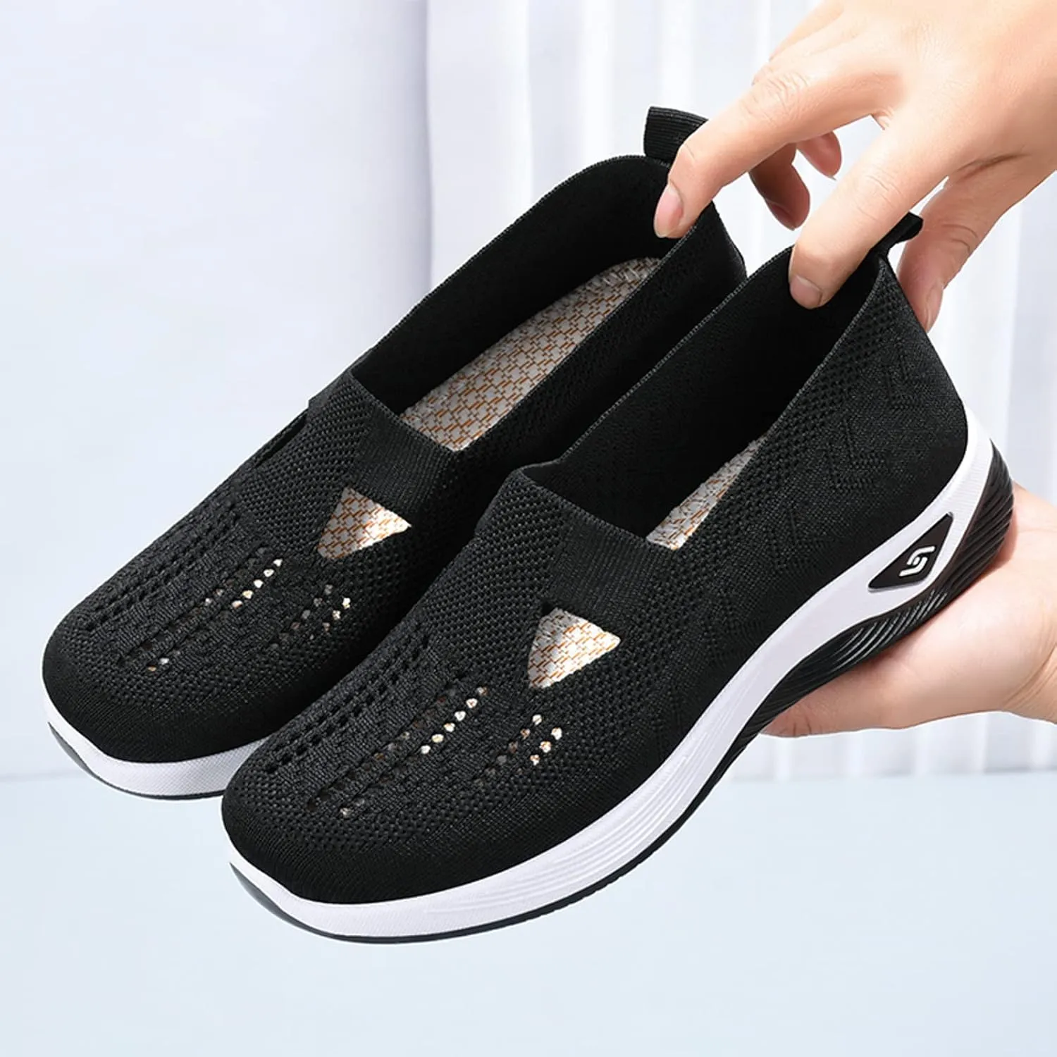 Womens Walking Shoes Sock Sneakers Knit Upper Non Slip Shoes Breathable Lightweight Mesh Platform Athletic Shoes