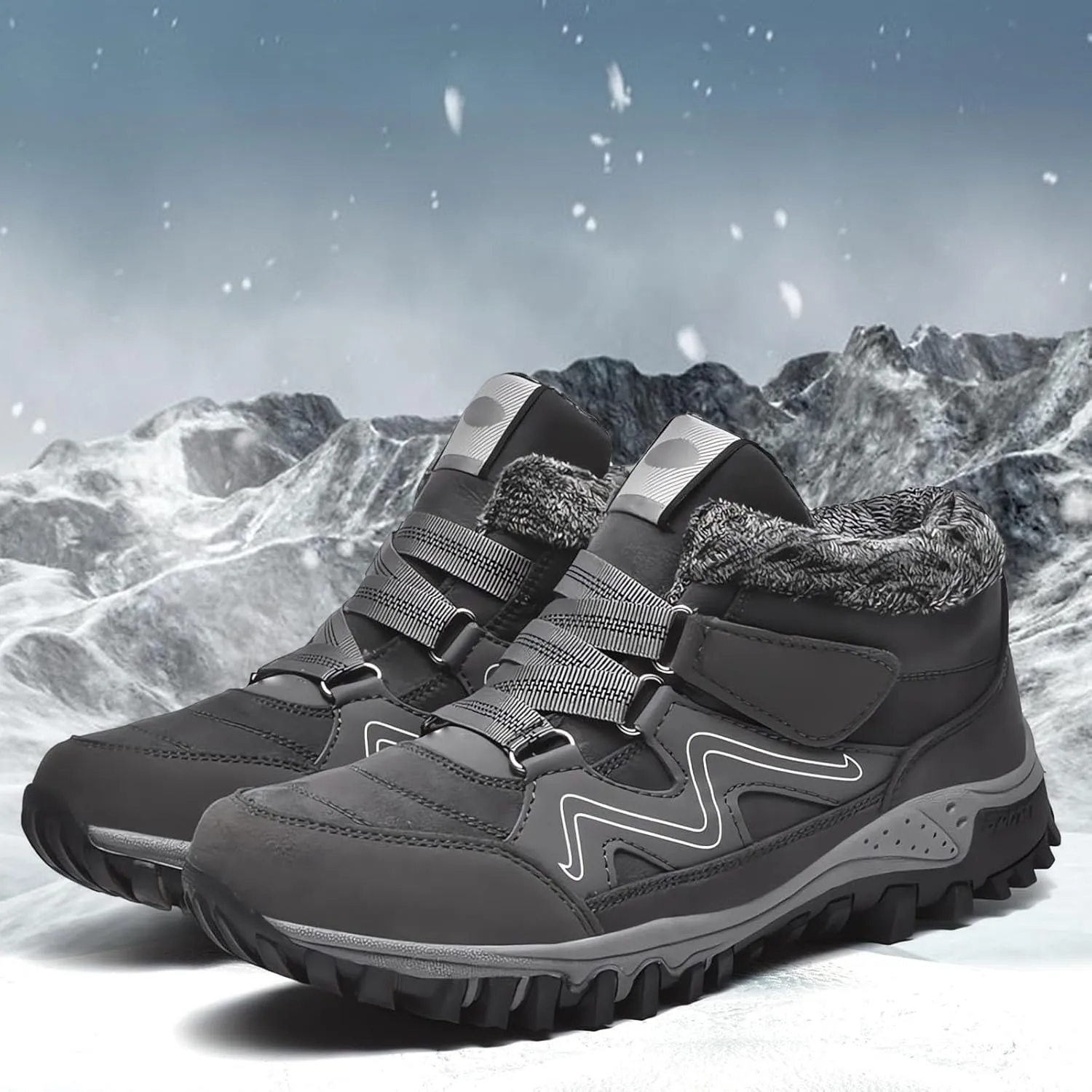 Womens Winter Boots Slip On Mens Hiking Sneakers Shoes with Fur Lined Adults Slip On Boots Barefoot Shoes Grounded Footwear Mens Running Shoes Snow Booties for Men