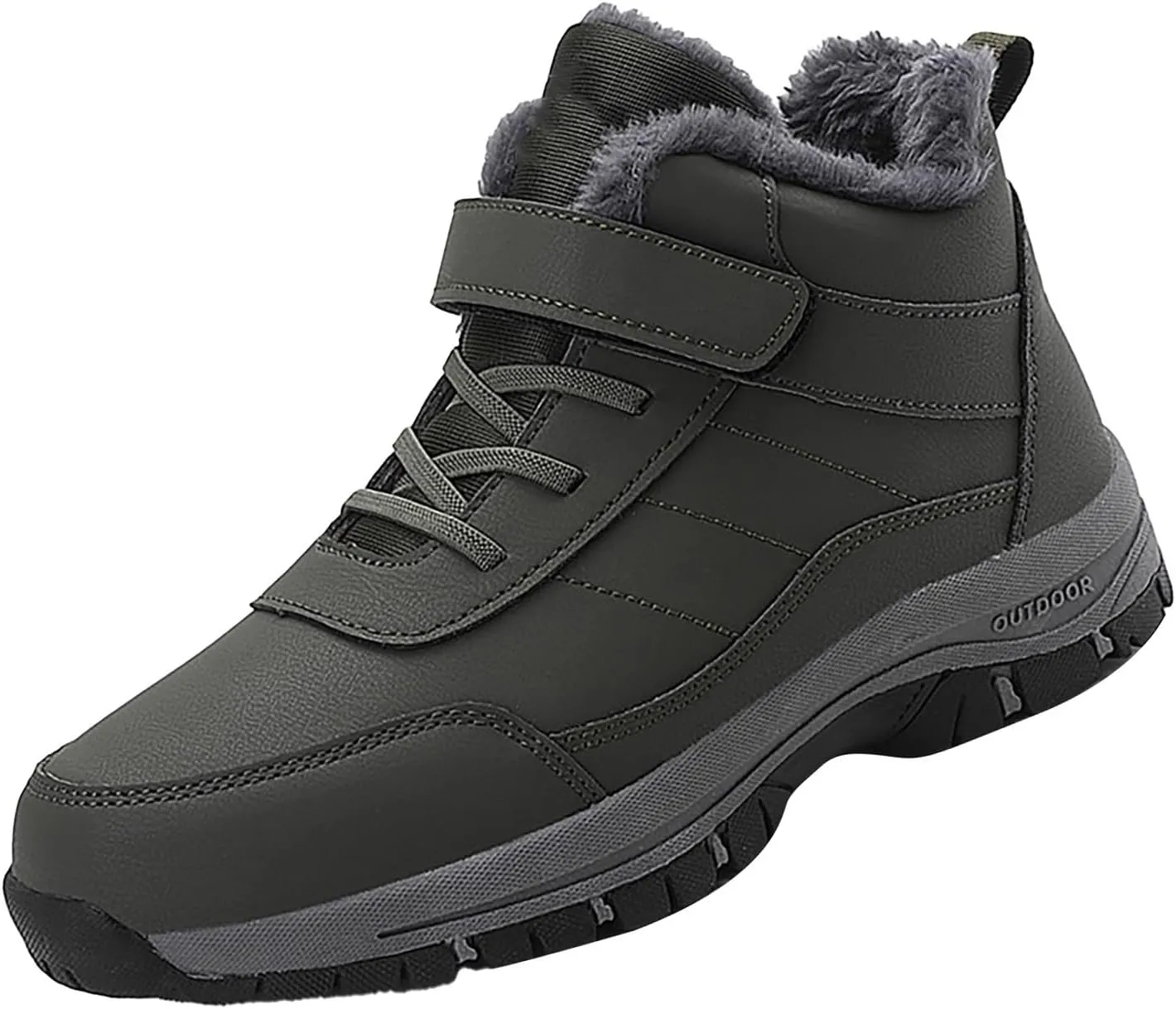 Work Boots for Men Composite Hiking Sneakers Zip Up Fur Lined Women's Safety Toe Shoes Insulated Waterproof Work Shoes Non-Slip Hike Grounded Footwear