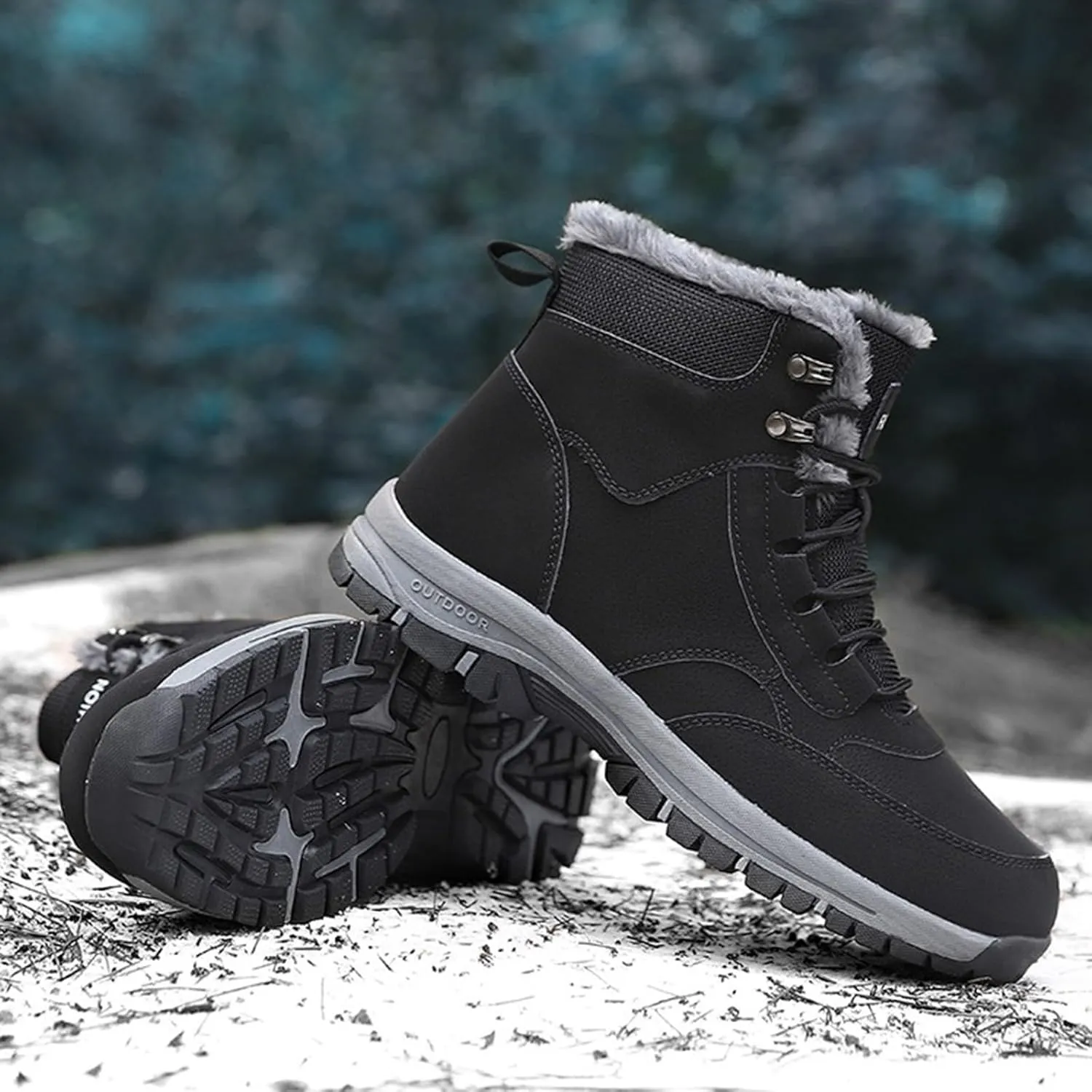 Work Boots for Men Soft Toe Hiking Sneakers Fur Lined Ankle Boot Womens Safety Toe Shoes Comfortable Mid Waterproof Outdoor Botas Lightweight Hike Grounded Footwear