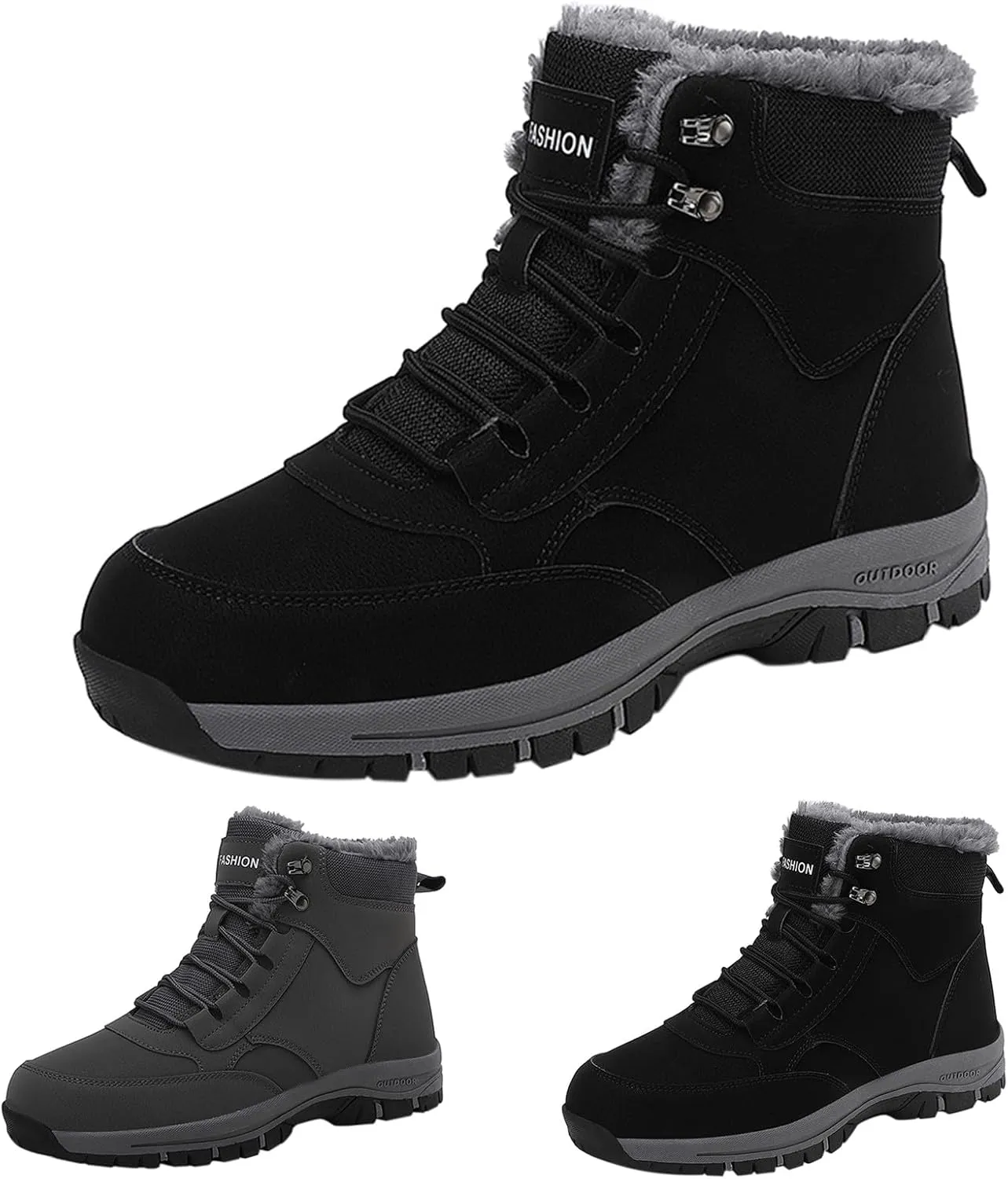 Work Boots for Men Soft Toe Hiking Sneakers Fur Lined Ankle Boot Womens Safety Toe Shoes Comfortable Mid Waterproof Outdoor Botas Lightweight Hike Grounded Footwear