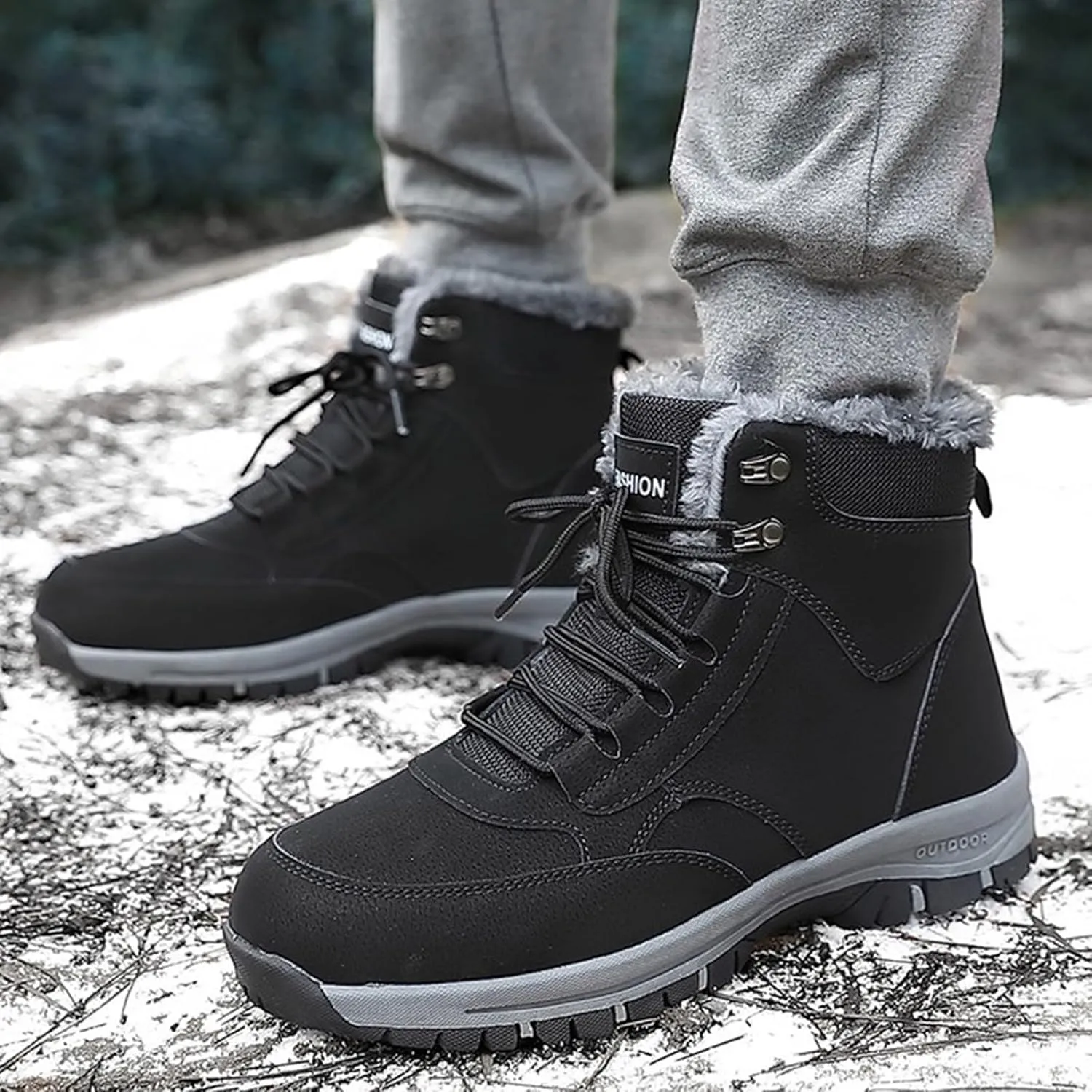 Work Boots for Men Soft Toe Hiking Sneakers Fur Lined Ankle Boot Womens Safety Toe Shoes Comfortable Mid Waterproof Outdoor Botas Lightweight Hike Grounded Footwear