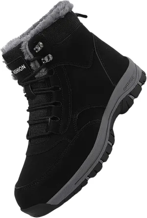 Work Boots for Men Waterproof Hiking Sneakers Shoes with Fur Lined Workout Shoes for Women Insulated Winter Outdoor Botas Waterproof Non Slip Hike Grounded Footwear