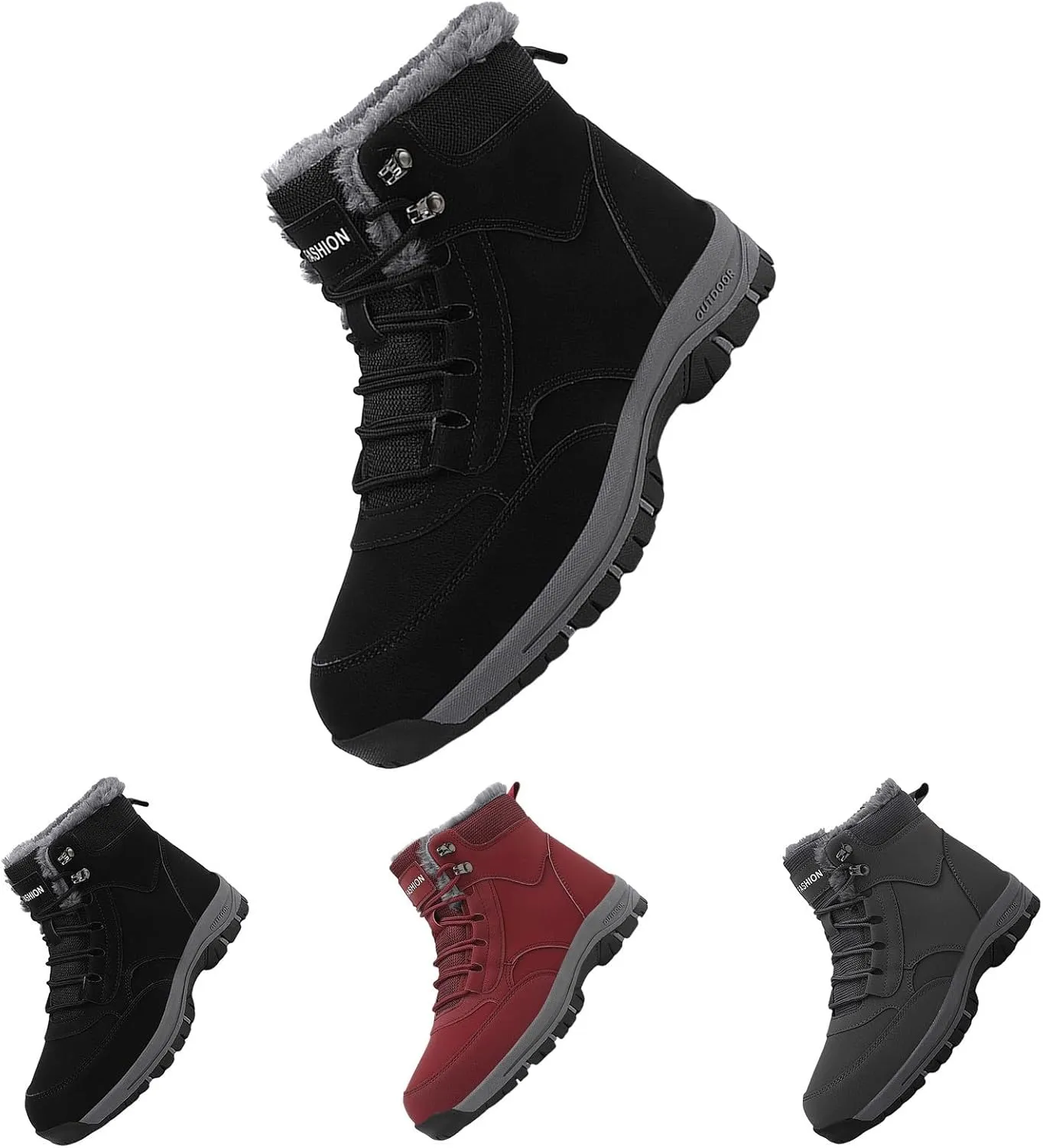 Work Boots for Men Waterproof Hiking Sneakers Shoes with Fur Lined Workout Shoes for Women Insulated Winter Outdoor Botas Waterproof Non Slip Hike Grounded Footwear
